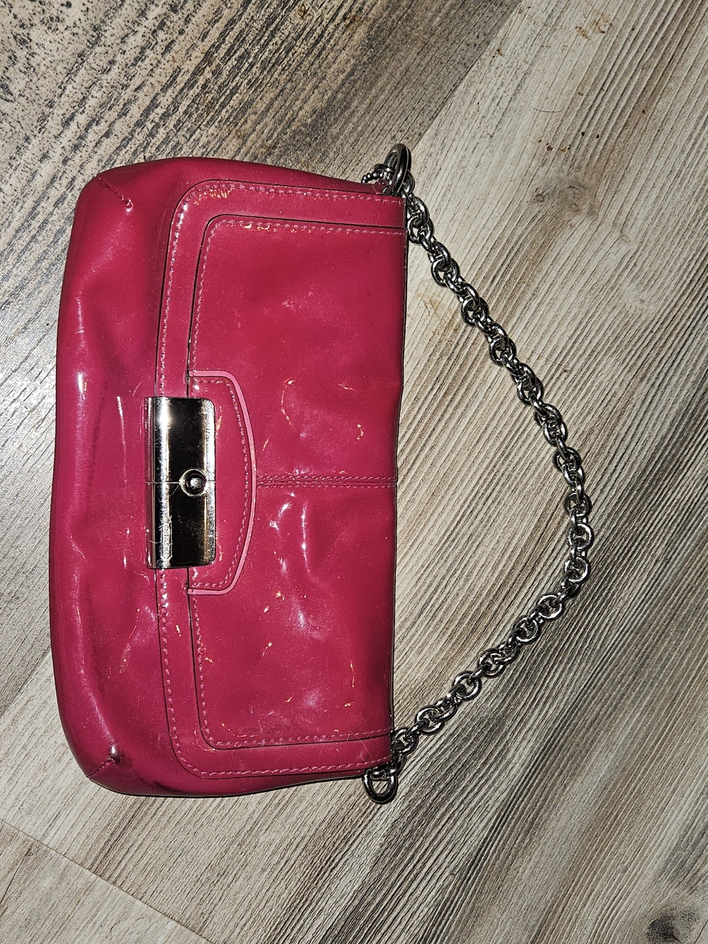 Coach Red Leather Mini Purse With Signs Of Wear On The Back